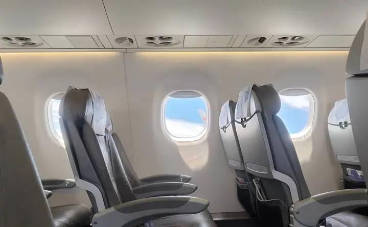 Intérieur d'un jet privé léger : cuir crème et bois sombre
